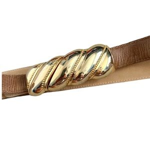Vintage 70s / 80s Echo Taupe Tan Genuine Lizard Adjustable Cinch Belt